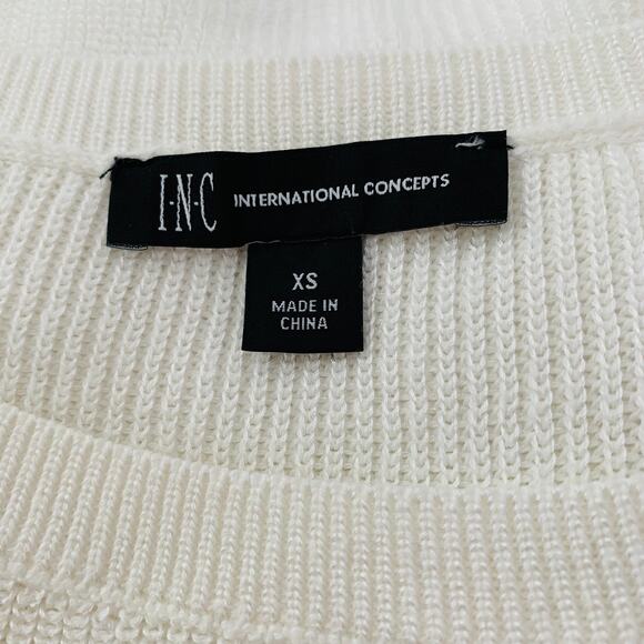 INC International Concepts Fringe Dolman Knit Sweater Off White Size XS Holiday - Picture 10 of 10